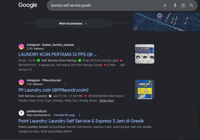 Hasil pencarian Google untuk laundry self service gresik